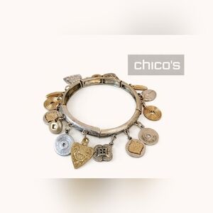 NWT Chico's Allison Mixed Metal Gold Silver Charm Bracelet Boho Chic